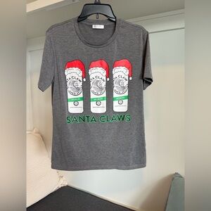 Christmas Holiday Funny Santa Claws Hard Seltzer Grey T shirt Size Medium